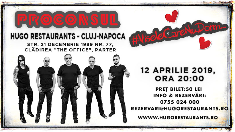 Proconsul “îți va lua inima” pe 12 aprilie la Hugo Restaurants
